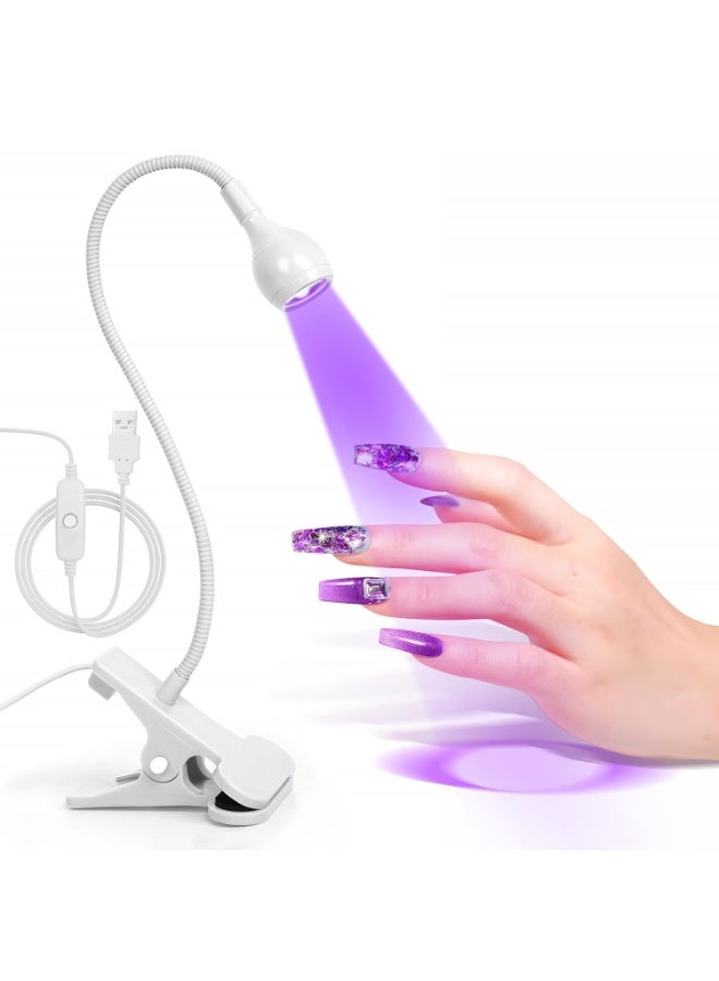 DOLOLO 3W LED Nail Lamp, 4 Dimming Level, Flexible Gooseneck, Quick-Dry, Portable Gel Polish Curing Light for DIY & Professional Manicures (White) - Image 1